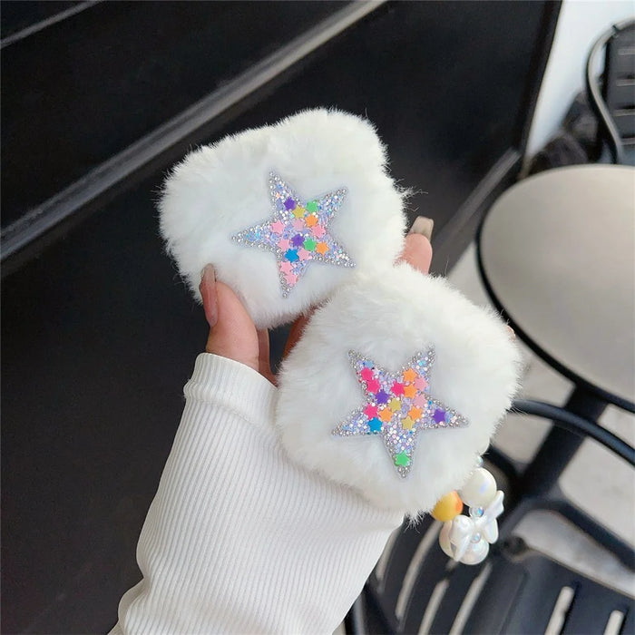For Apple AirPods Pro 2 Earphone Case Star Design Bluetooth-compatible Earbud Plush Cover with Pendant - 7
