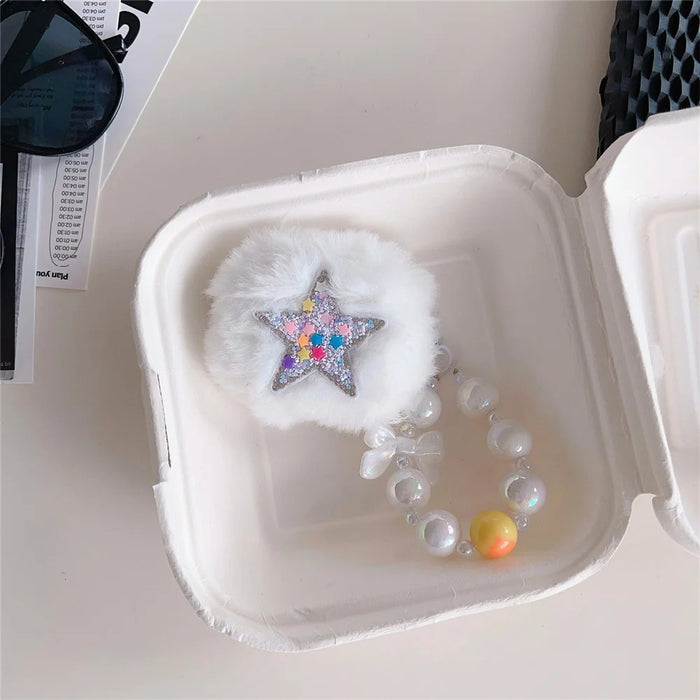 For Apple AirPods 3 Earphone Case Star Design Plush Fluff Earbud Protective Cover with Pendant - 6