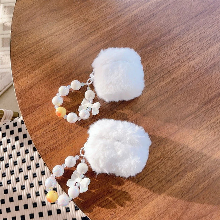 For Apple AirPods 3 Earphone Case Star Design Plush Fluff Earbud Protective Cover with Pendant - 7