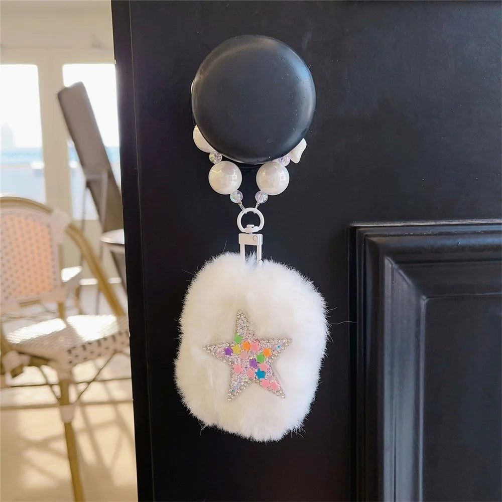 For Apple AirPods Pro Case Star Design Soft Plush Bluetooth-compatible Earphone Cover with Pendant - 4