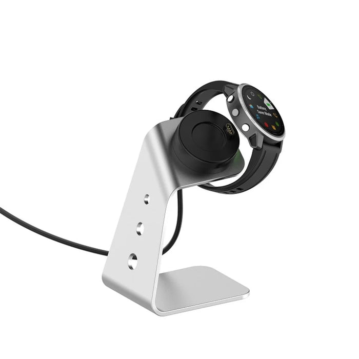 For Garmin Venu 3 / Venu 3S / Vivoactiv 5 Watch Charger Stand Aluminium Alloy Charging Dock with Data Function - Right Port / Silver - 3