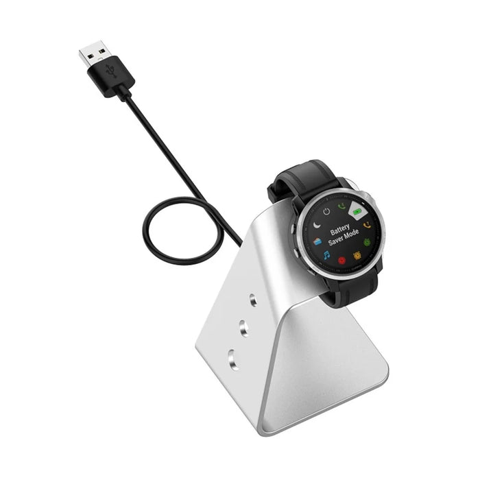 For Garmin Venu 3 / Venu 3S / Vivoactiv 5 Watch Charger Stand Aluminium Alloy Charging Dock with Data Function - Right Port / Silver - 4