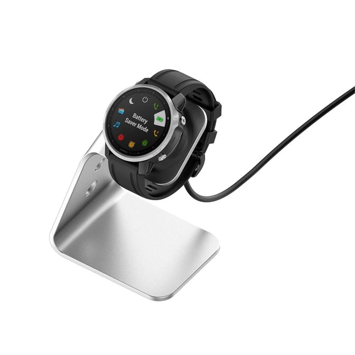 For Garmin Venu 3 / Venu 3S / Vivoactiv 5 Watch Charger Stand Aluminium Alloy Charging Dock with Data Function - Right Port / Silver - 5