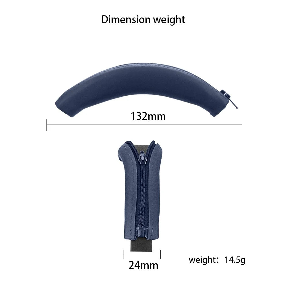 For Sony WH-H910N Headphone Head Beam Silicone Cover Headband Zipper Protective Sleeve - Dark Blue - 5