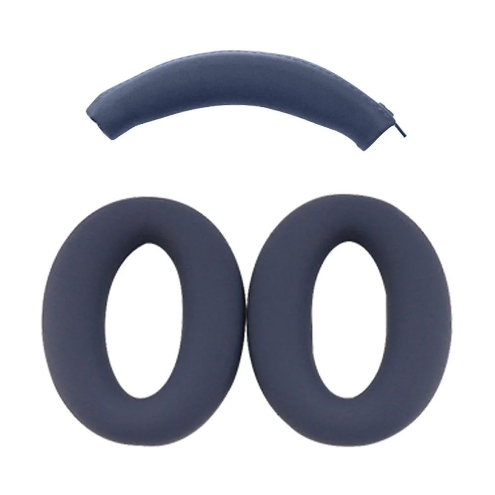 For Sony WH-XB910N Headphone Head Beam + Earpad Covers Set Silicone Protective Sleeve - Dark Blue - 1
