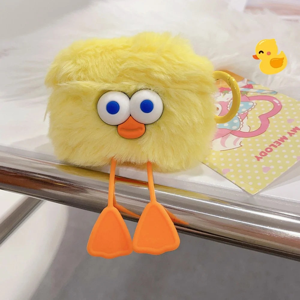 For Apple AirPods Pro 2 Earphone Case Cartoon Duck Fluffy Earbud Cover with Ring Buckle - Duck Feet - 3