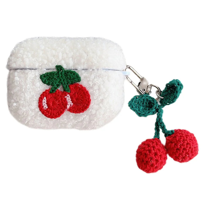 Cherry Plush Earphone Case for Apple AirPods Pro Earbud Protective Cover with Pendant - 1