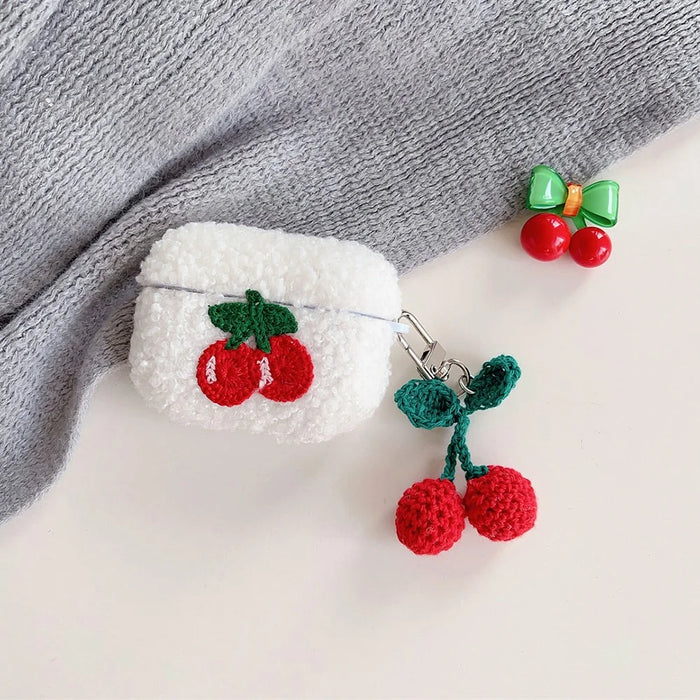Cherry Plush Earphone Case for Apple AirPods Pro Earbud Protective Cover with Pendant - 2