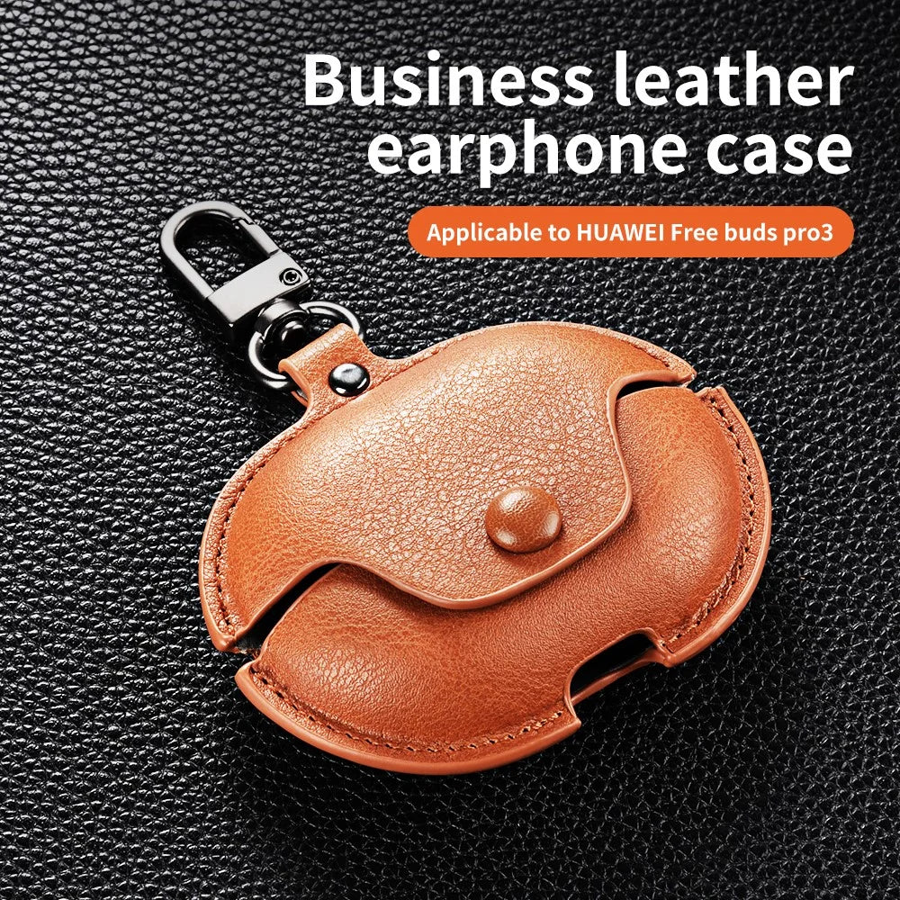 For Huawei FreeBuds Pro 4 / FreeBuds Pro 3 Charging Case Cover Anti-Drop Bluetooth-compatible Headset PU leather Cover - Brown - 5