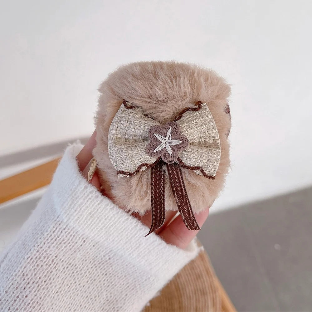 Plush Cover for Apple AirPods with Charging Case (2016)  /  (2019)  /  AirPods with Wireless Charging Case (2019) Bowknot Decor Earphone Case - 2