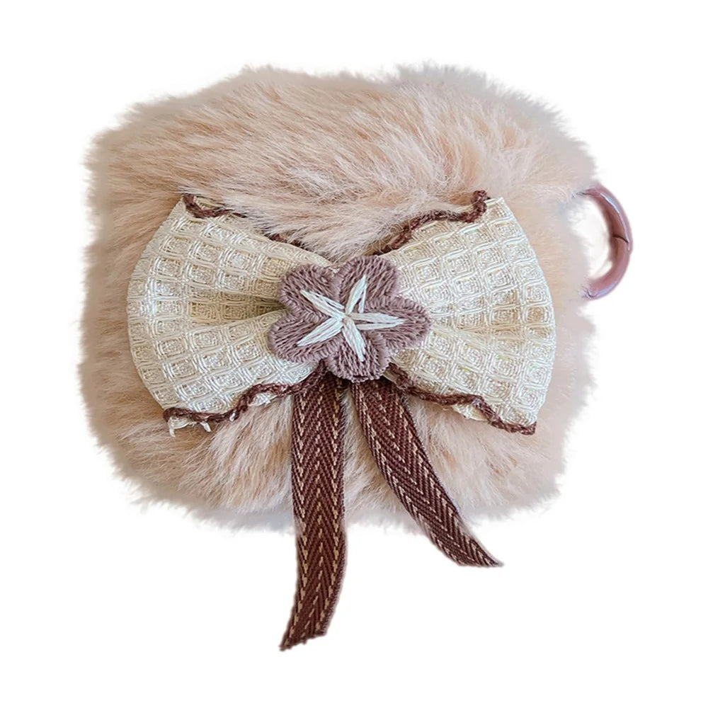 For Apple AirPods Pro Winter Plush Protective Cover Bowknot Decor Bluetooth-compatible Earphone Case - 1