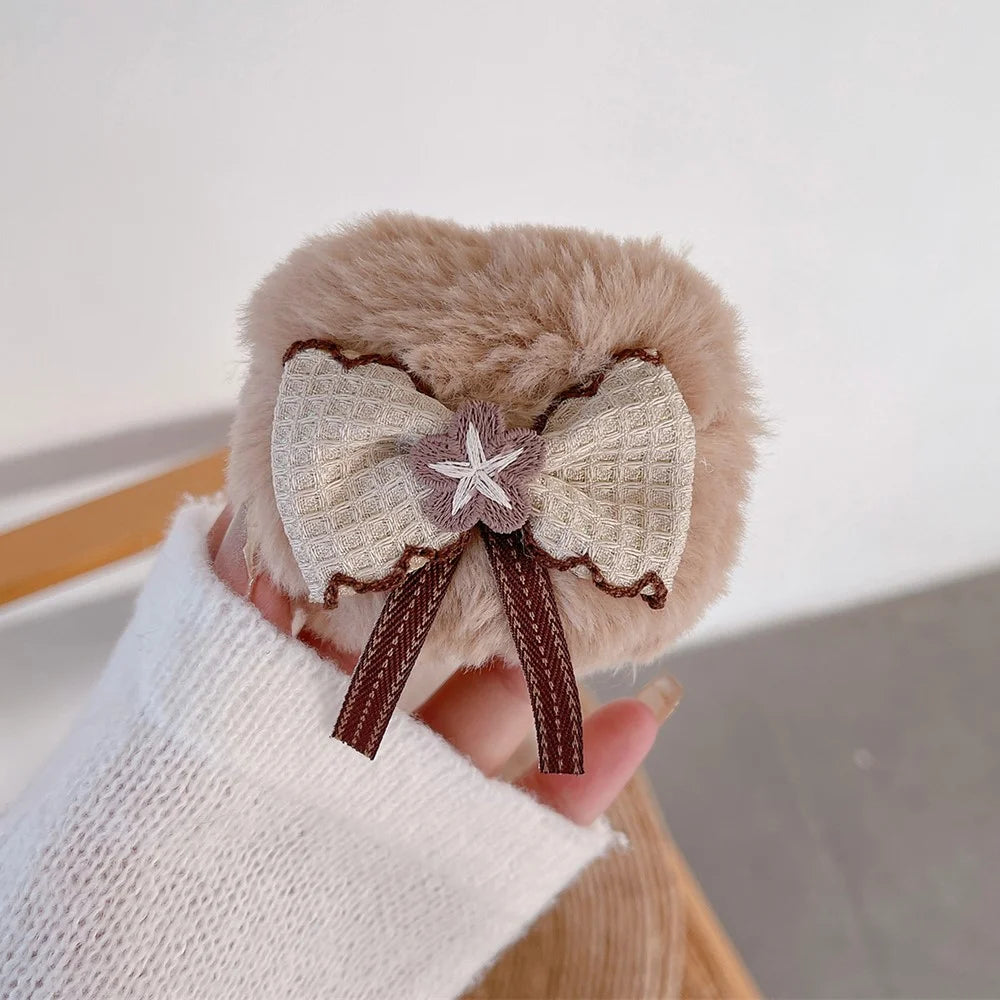 For Apple AirPods Pro Winter Plush Protective Cover Bowknot Decor Bluetooth-compatible Earphone Case - 2