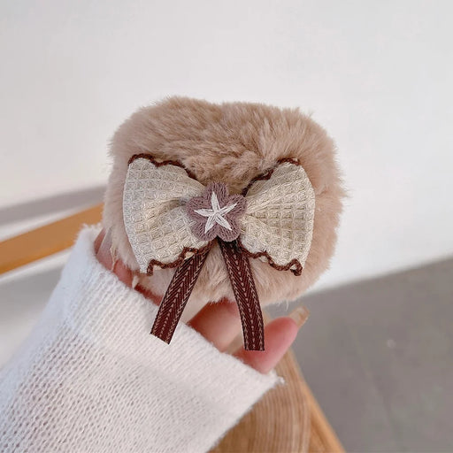 For Apple AirPods Pro Winter Plush Protective Cover Bowknot Decor Bluetooth-compatible Earphone Case - 2
