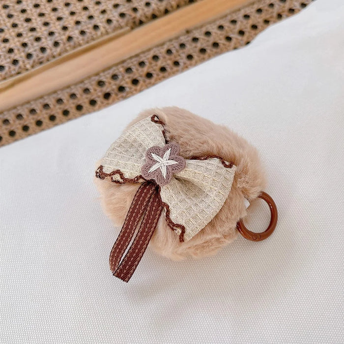 For Apple AirPods Pro Winter Plush Protective Cover Bowknot Decor Bluetooth-compatible Earphone Case - 3