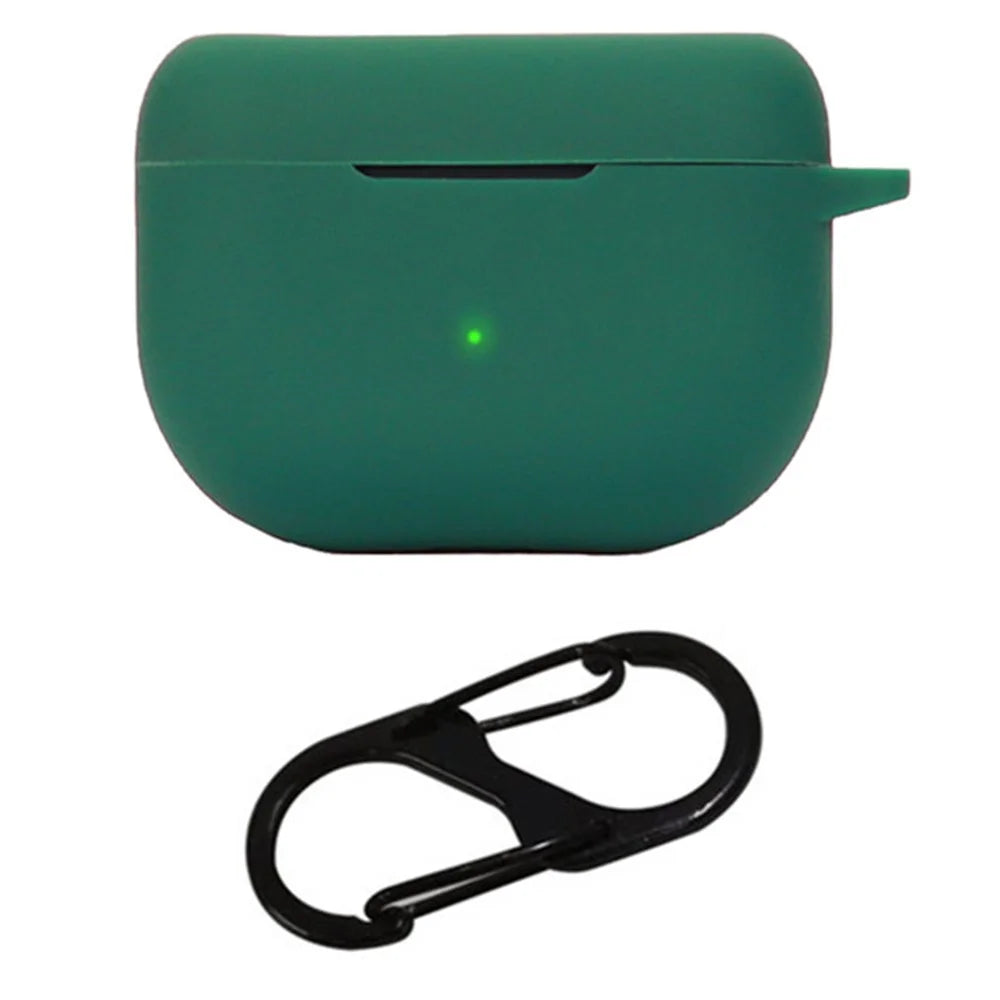 For Jabra Elite 8 Active Anti-drop Earphone Case Soft Silicone Cover with Hanging Buckle - Blackish Green - 1