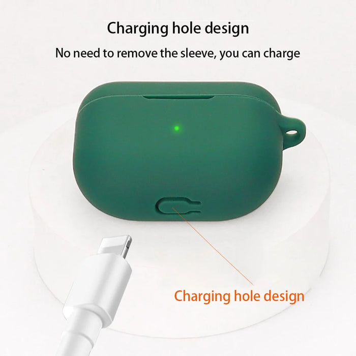 For Jabra Elite 8 Active Anti-drop Earphone Case Soft Silicone Cover with Hanging Buckle - Blackish Green - 4