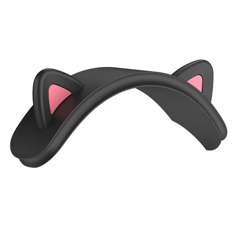 For AirPods Max Headphone Head Beam Silicone Cover Cat Ear Design Protective Sleeve - Black - 1