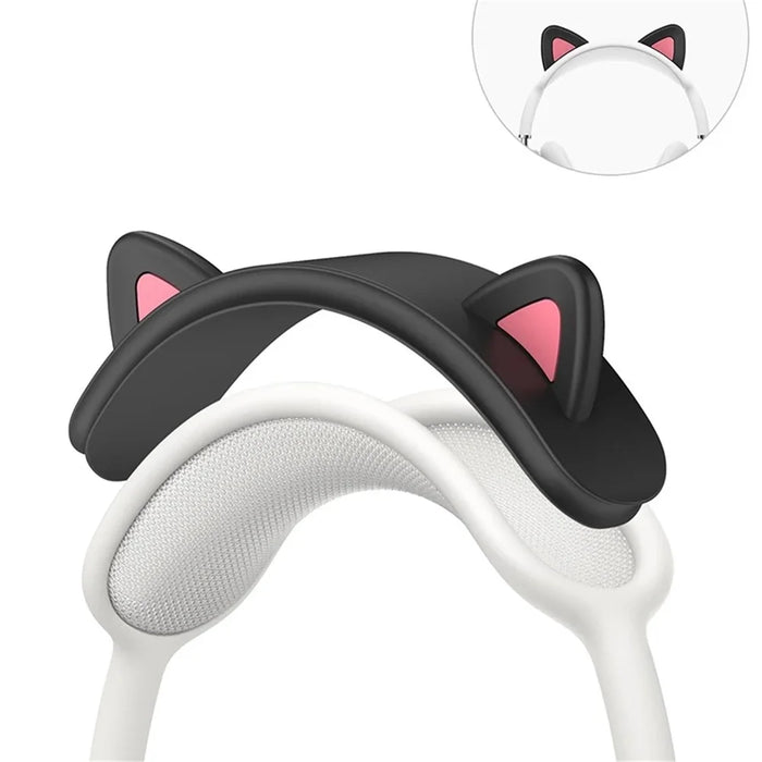 For AirPods Max Headphone Head Beam Silicone Cover Cat Ear Design Protective Sleeve - Black - 2