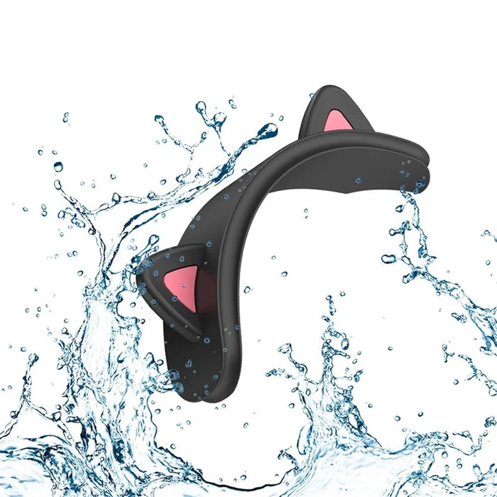 For AirPods Max Headphone Head Beam Silicone Cover Cat Ear Design Protective Sleeve - Black - 3