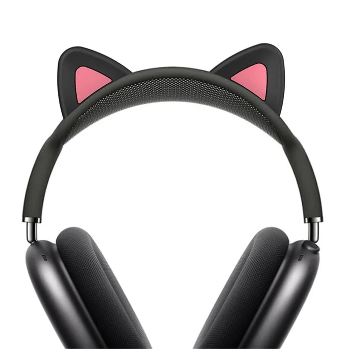 For AirPods Max Headphone Head Beam Silicone Cover Cat Ear Design Protective Sleeve - Black - 4