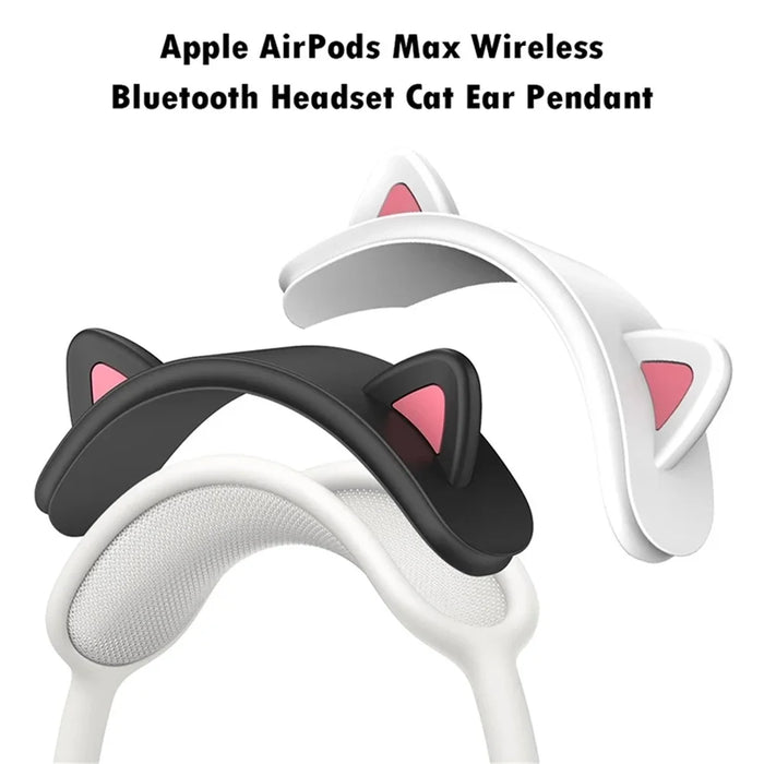 For AirPods Max Headphone Head Beam Silicone Cover Cat Ear Design Protective Sleeve - Black - 5