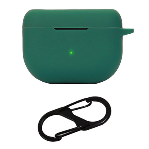 For Jabra Elite 10 2023 Silicone Case Bluetooth-compatible Earphone Sleeve Headphone Charging Bin Cover with Buckle - Blackish Green - 1