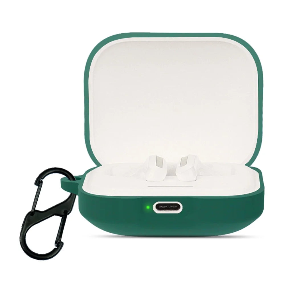 Bluetooth-compatible Earphone Sleeve for Xiaomi Redmi Buds 5 Headphone Charging Bin Cover Silicone Case with Buckle - Blackish Green - 2