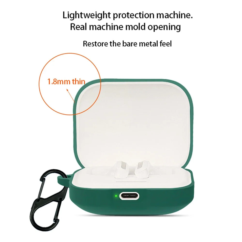 Bluetooth-compatible Earphone Sleeve for Xiaomi Redmi Buds 5 Headphone Charging Bin Cover Silicone Case with Buckle - Blackish Green - 3