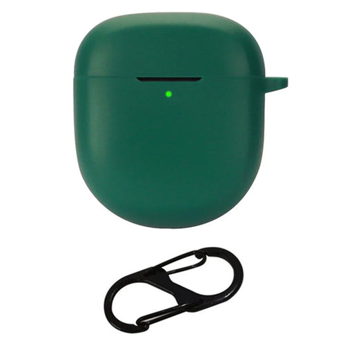 For Bose QuietComfort Ultra Silicone Case Full Protective Earphone Cover with Carabiner - Blackish Green - 1