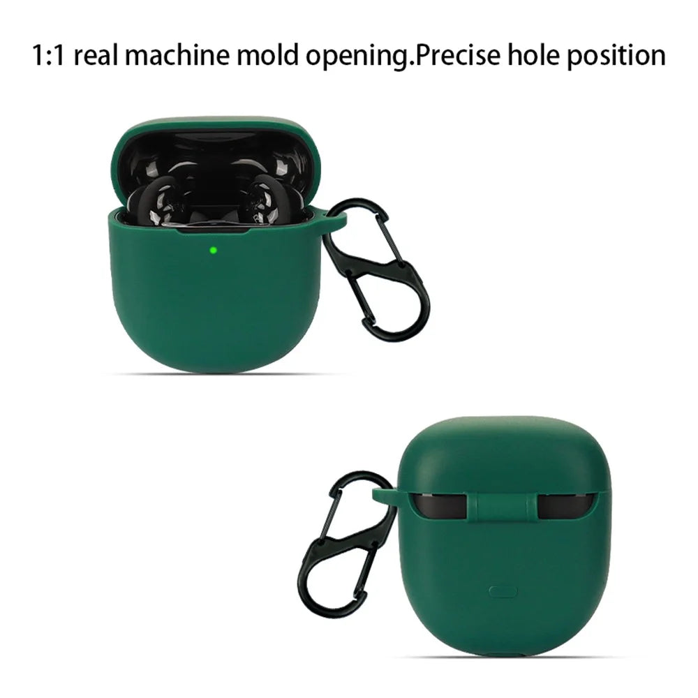 For Bose QuietComfort Ultra Silicone Case Full Protective Earphone Cover with Carabiner - Blackish Green - 2