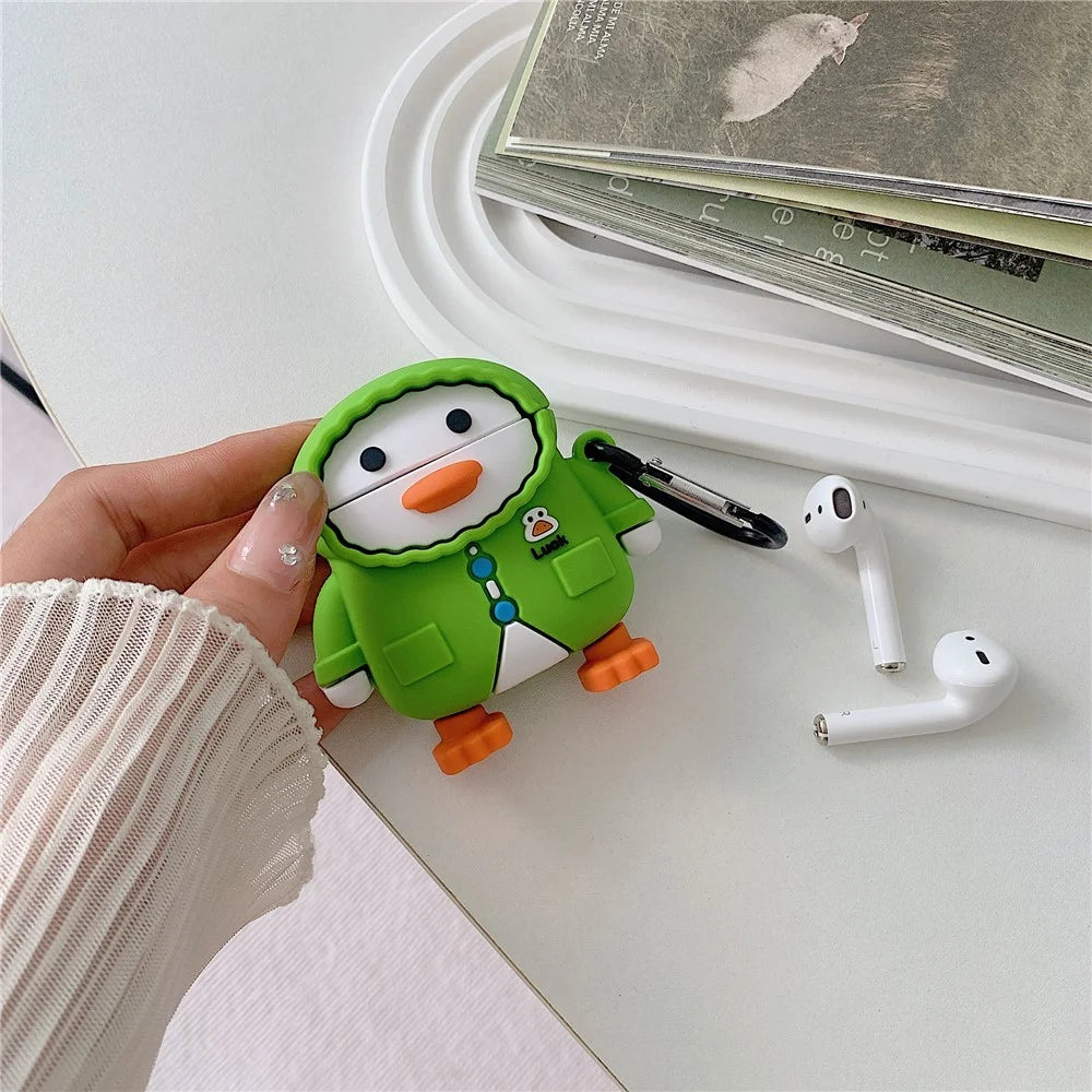 Silicone Case for AirPods with Charging Case (2016)  /  (2019)  /  AirPods with Wireless Charging Case (2019) Raincoat Duck Style Earphone Cover - 2
