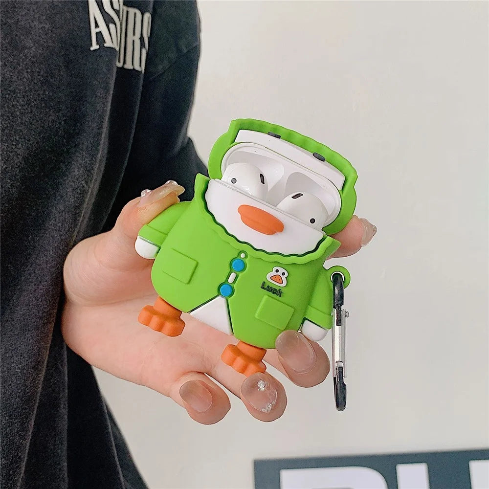 Silicone Case for AirPods with Charging Case (2016)  /  (2019)  /  AirPods with Wireless Charging Case (2019) Raincoat Duck Style Earphone Cover - 3