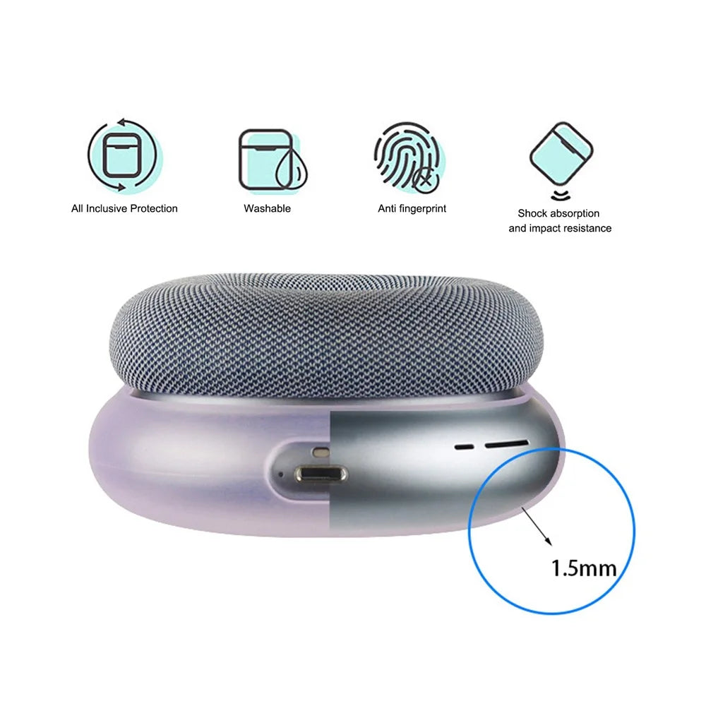 For AirPods Max with USB-C / Max Headphone Silicone Earmuff Shell Earpad Cover Headband Cover Crossbeam Cover Set - Transparent Pink - 2