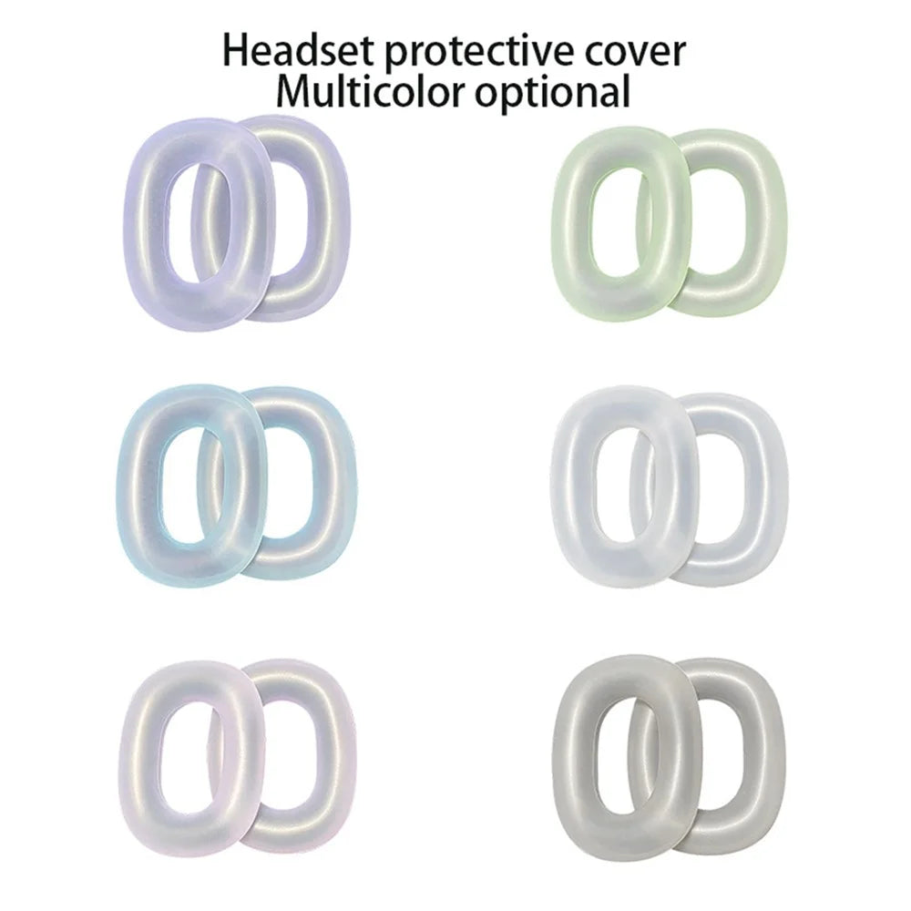 For AirPods Max with USB-C / Max Headphone Silicone Earmuff Shell Earpad Cover Headband Cover Crossbeam Cover Set - Transparent Pink - 6