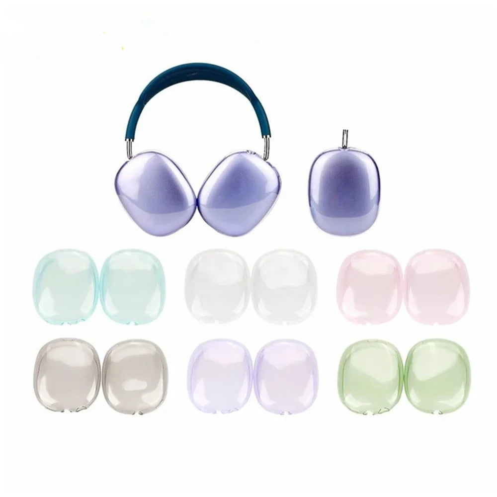 1 Pair For AirPods Max with USB-C / Max Ear Pad TPU Case Sleeve Clear Design Headphone Earpad Cover - Transparent Purple - 6