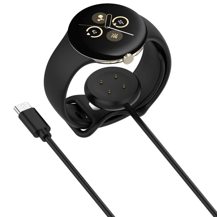 100cm Charging Dock for Google Pixel Watch 3 45mm / 41mm / Watch 2 / Fitbit Ace LTE Charger Magnetic Charging Cable - Black / Type-C Interface - 2