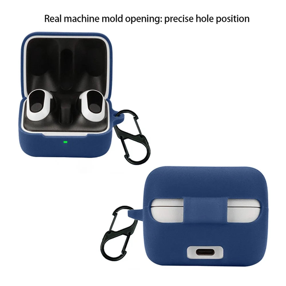Wireless Earphone Protective Case for Sony INZONE Buds WF-G700N Dustproof Sleeve with Anti-Lost Buckle - Dark Blue - 3