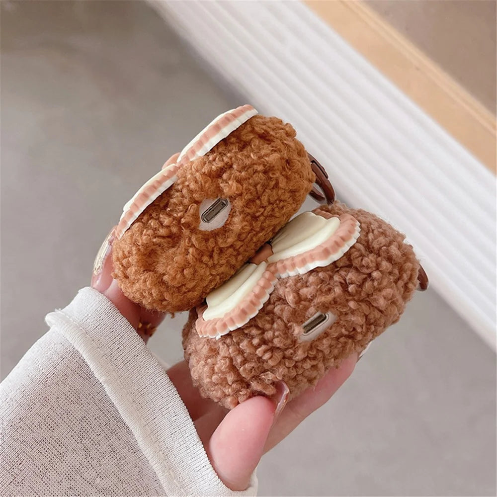 Plush Case for Apple AirPods with Charging Case (2016) / (2019) / AirPods with Wireless Charging Case (2019) Bowknot Earphone Cover - 3