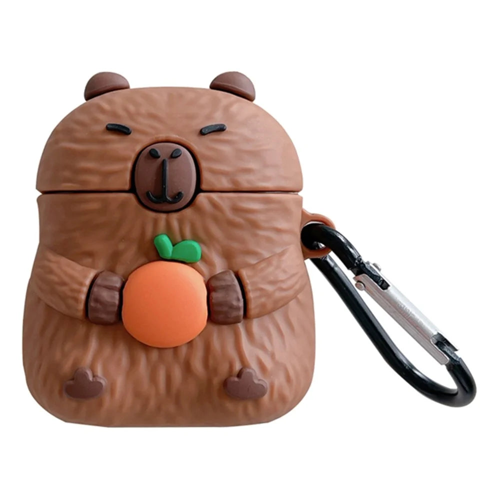 TPU Case for Apple AirPods with Charging Case (2016) / (2019) / AirPods with Wireless Charging Case (2019) Cartoon Capybara Earphone Cover - 1