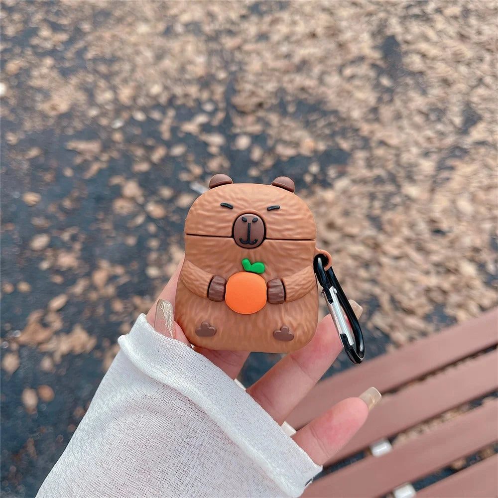 TPU Case for Apple AirPods with Charging Case (2016) / (2019) / AirPods with Wireless Charging Case (2019) Cartoon Capybara Earphone Cover - 3