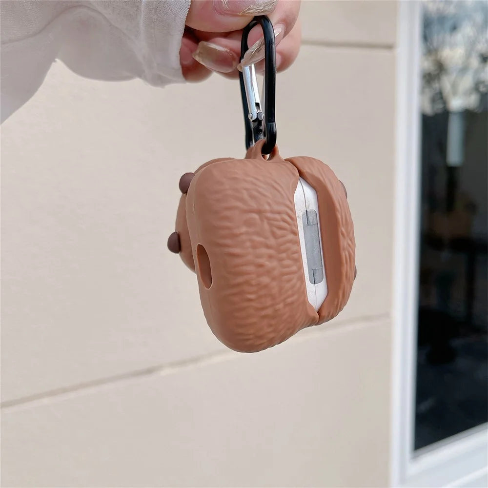 For Apple AirPods 3 Case Cartoon Capybara Earphone TPU Cover with Hanging Buckle - 4