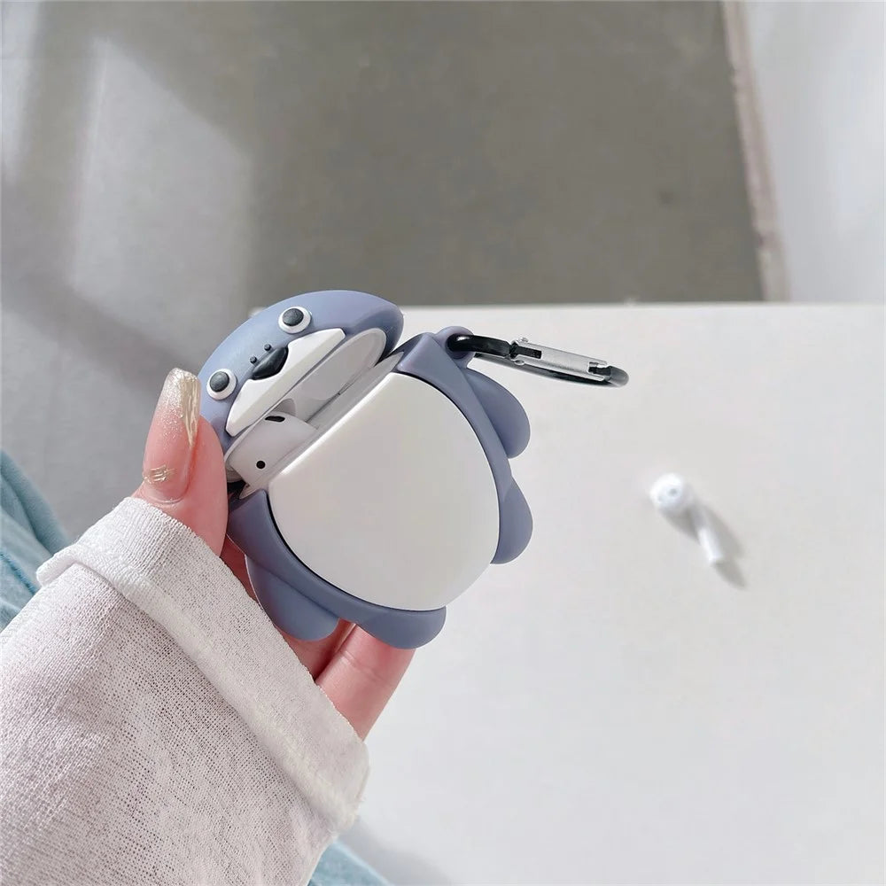 Earphone Case for Apple AirPods with Charging Case (2016) / (2019) / AirPods with Wireless Charging Case (2019) Cartoon Fish TPU Cover - 2