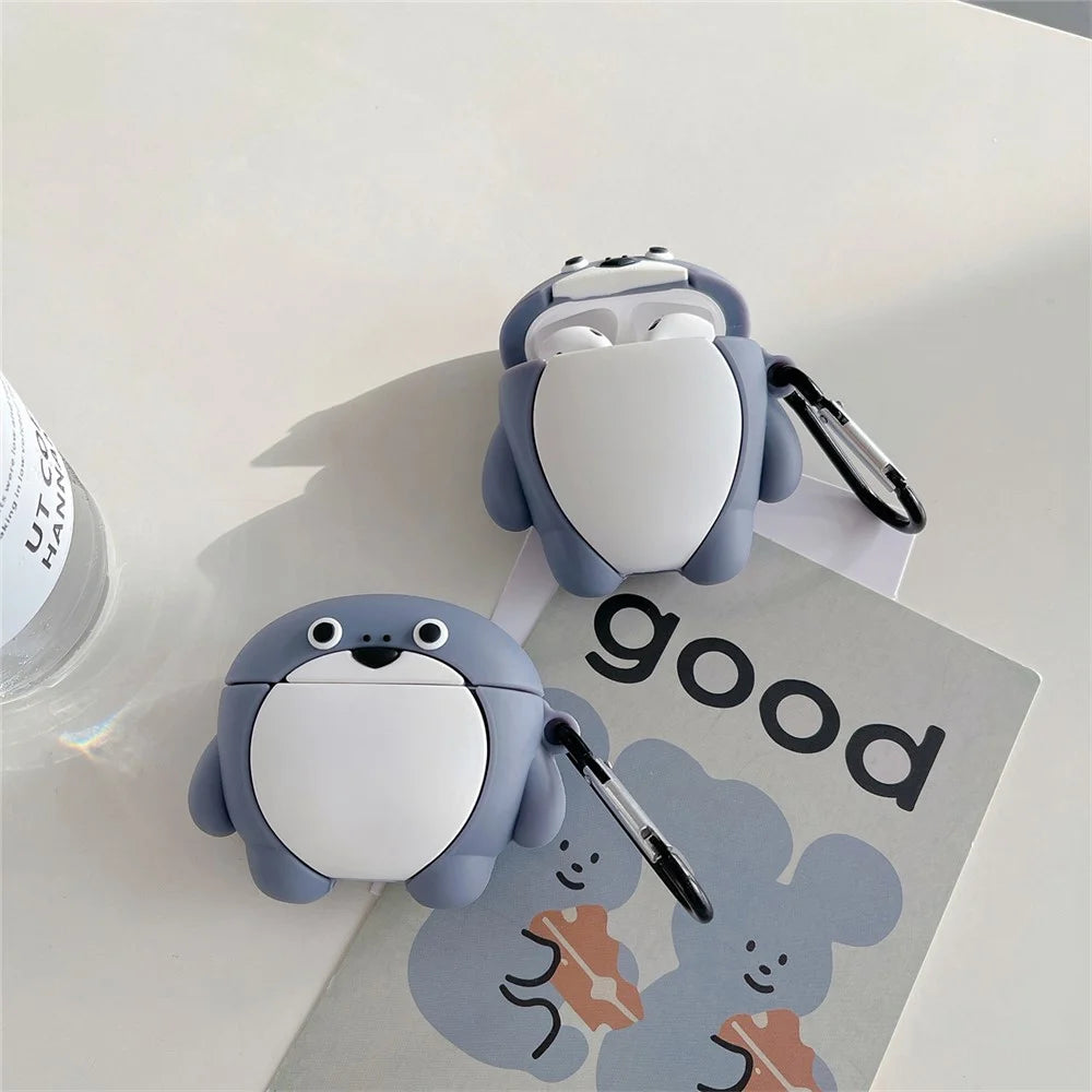 For Apple AirPods 3 Earphone Case Cartoon Fish Earbud TPU Cover with Hanging Buckle - 4