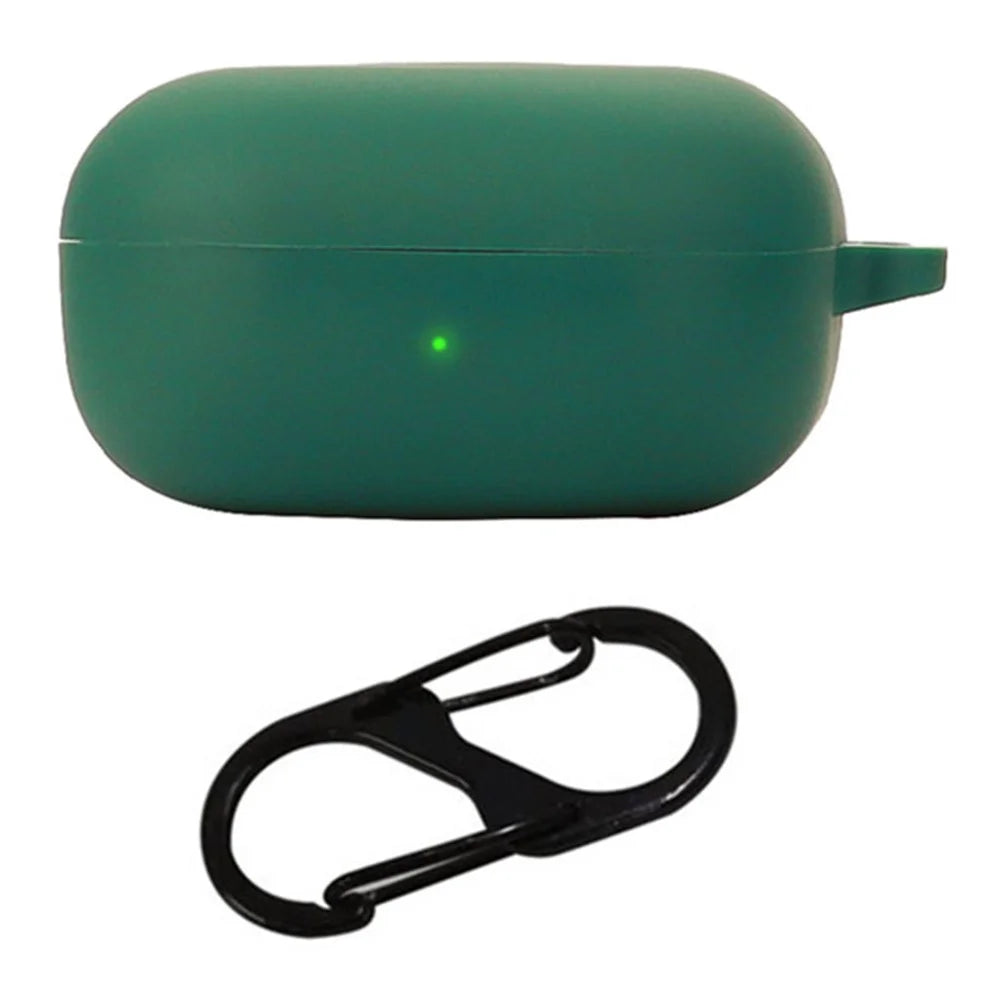 For Samsung Galaxy Buds FE Bluetooth-compatible Earphone Cover Anti-Scratch Sleeve Charging Bin Silicone Case with Buckle - Blackish Green - 1