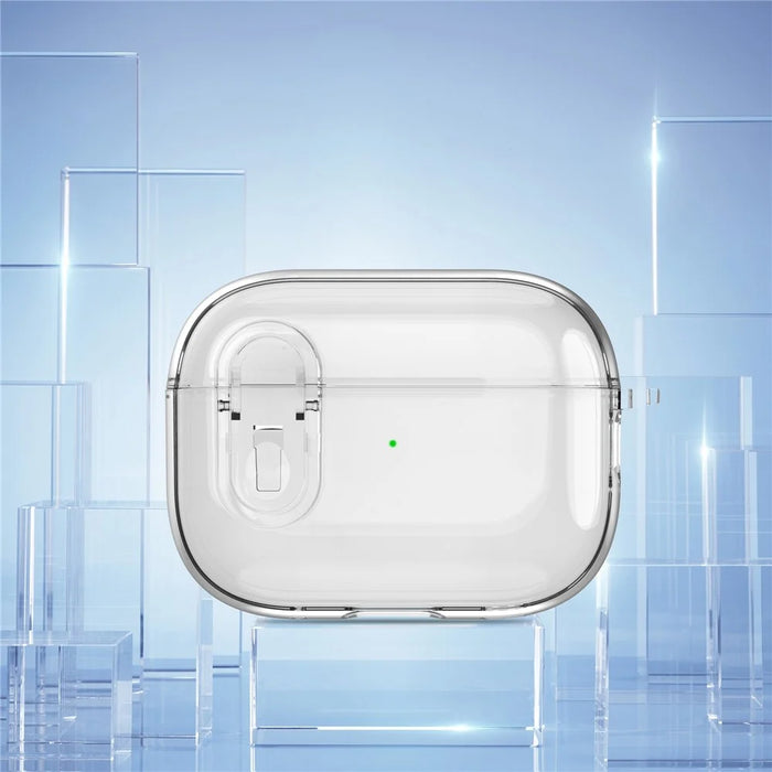 For AirPods Pro 2 Clear Earphone Case PC + TPU Bluetooth-compatible Earbud Cover with Hanging Buckle - Transparent - 2