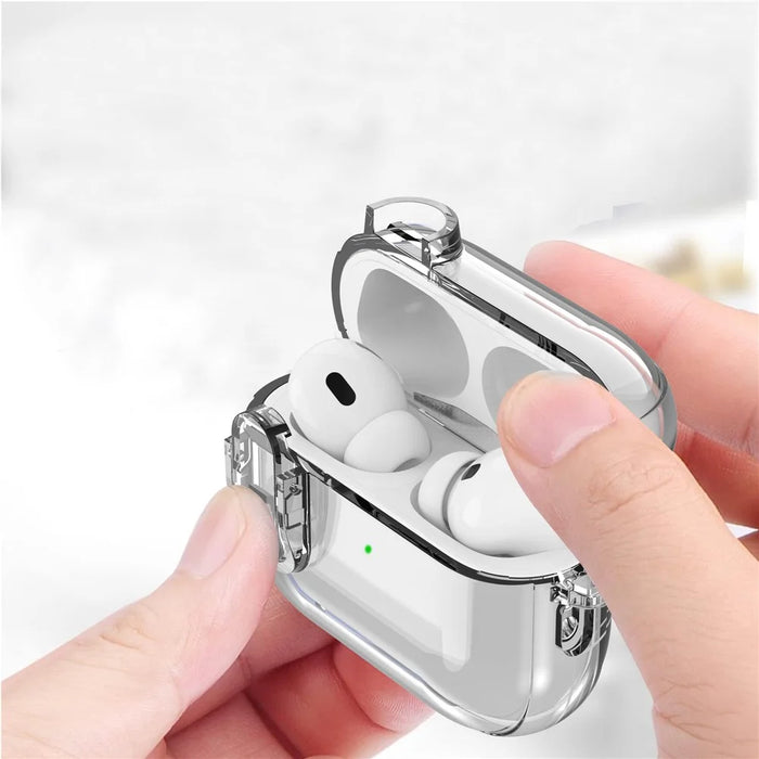 For AirPods Pro 2 Clear Earphone Case PC + TPU Bluetooth-compatible Earbud Cover with Hanging Buckle - Transparent - 3