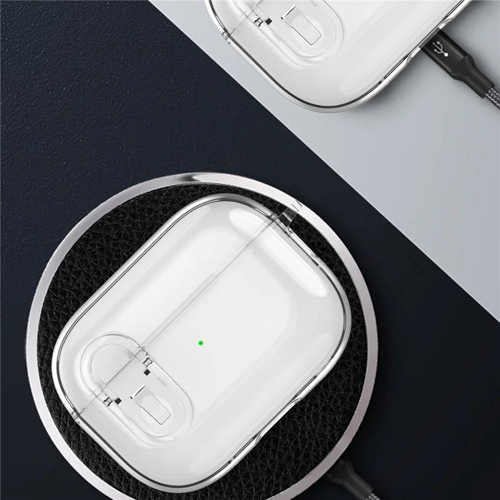 For AirPods Pro 2 Clear Earphone Case PC + TPU Bluetooth-compatible Earbud Cover with Hanging Buckle - Transparent - 6