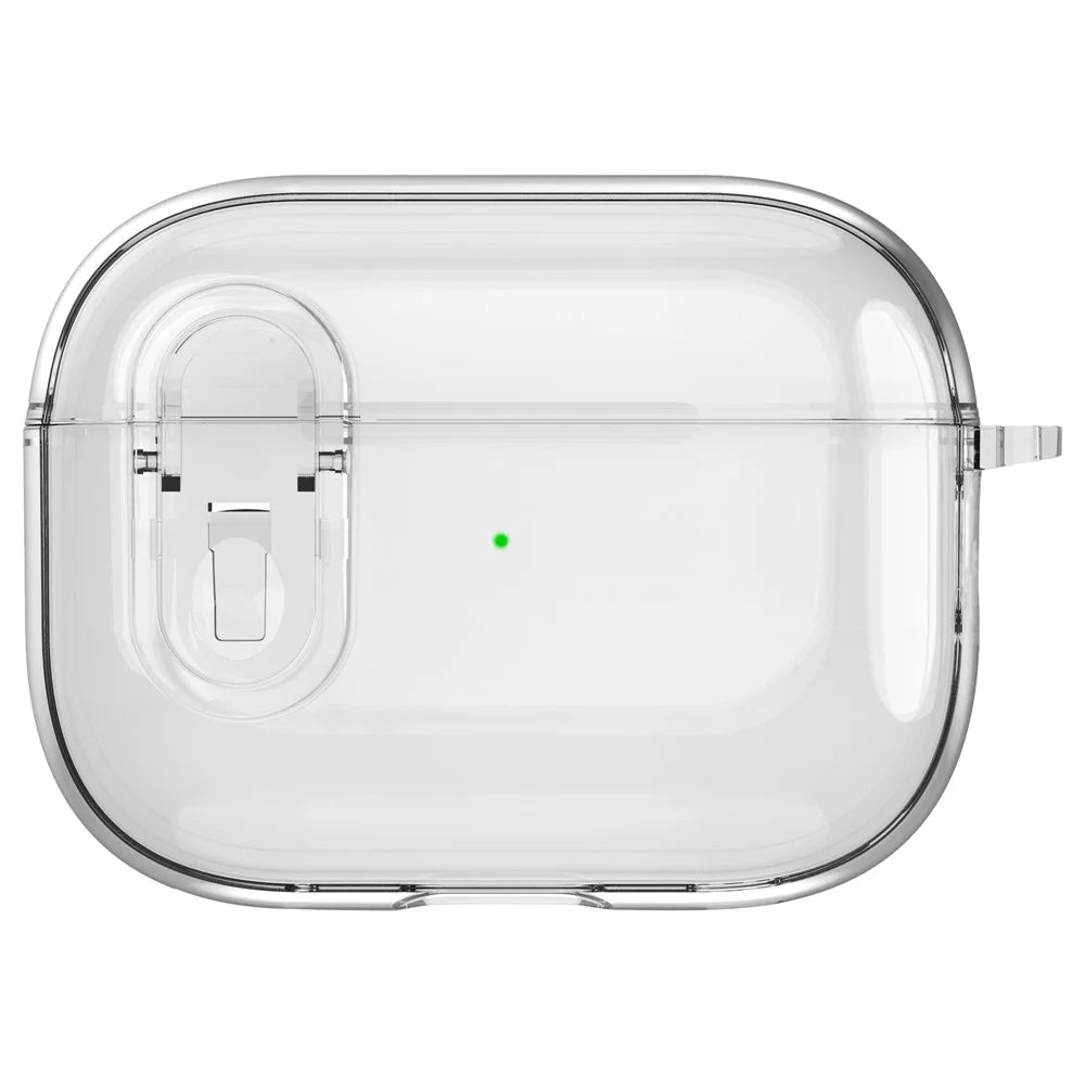 For Apple AirPods Pro Bluetooth-compatible Earphone Case PC + TPU Crystal Clear Cover with Hanging Buckle - Transparent - 1