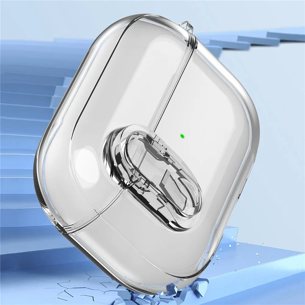 For Apple AirPods Pro Bluetooth-compatible Earphone Case PC + TPU Crystal Clear Cover with Hanging Buckle - Transparent - 4