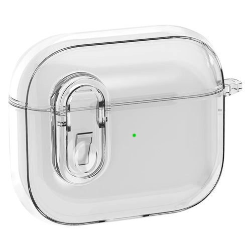For Apple AirPods 3 Earphone Case PC + TPU Anti-drop Clear Earbud Cover with Hanging Buckle - Transparent - 1